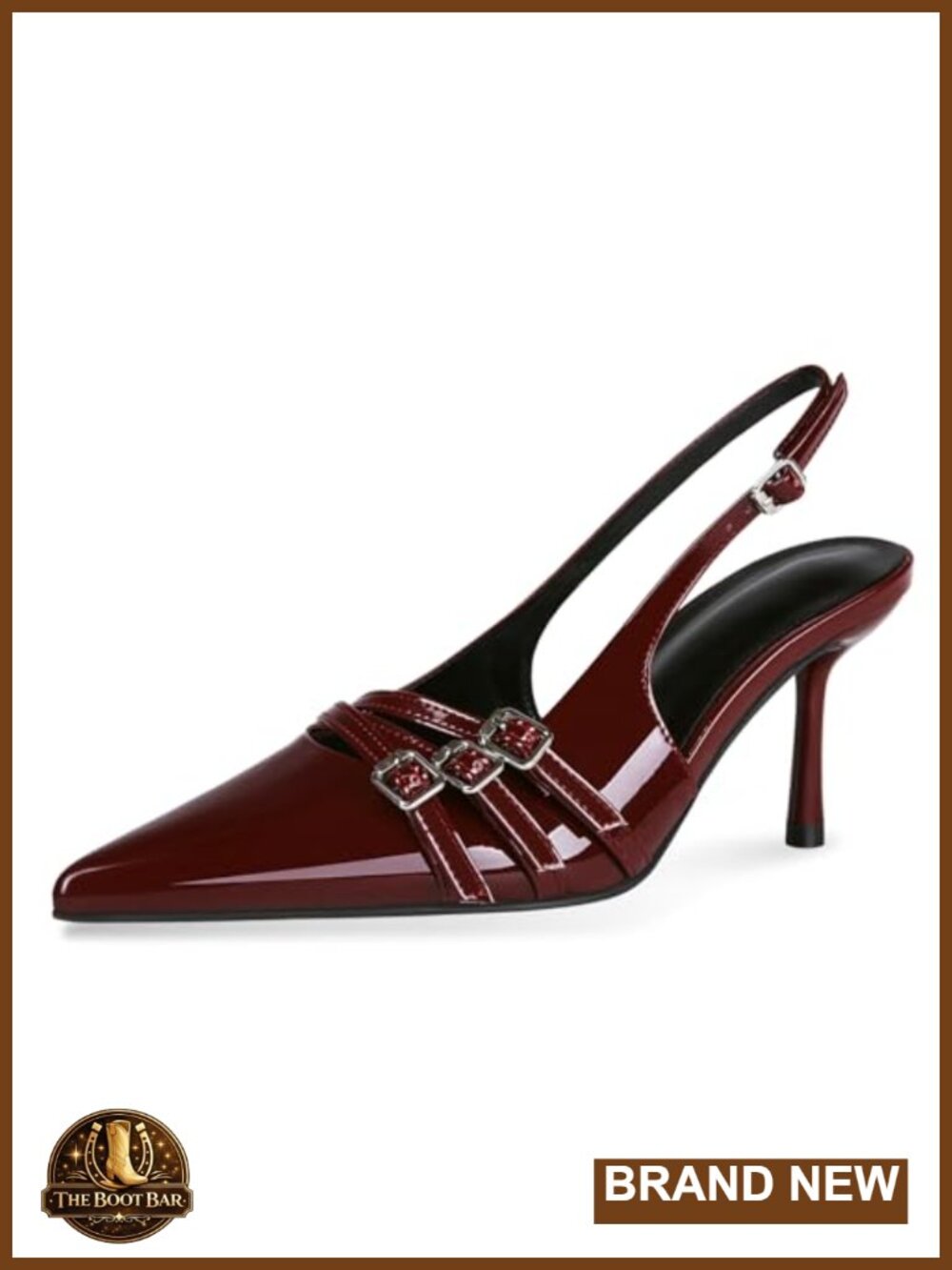 Slingback Stiletto Heels Pointed Toe Patent Leather Pumps Dress Shoes